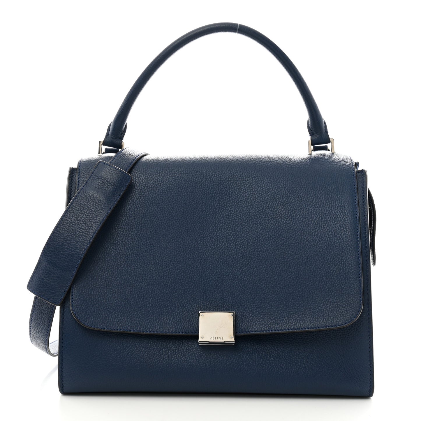 Drummed Calfskin Suede Medium Trapeze Ocean Bue