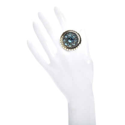 John Hardy Sterling Silver 18K Yellow Gold Blue Topaz Dot Ring 56 7.5 2 of 5