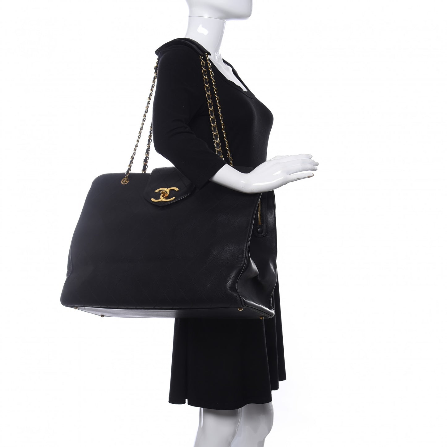 Calfskin Stitched XL Weekender Black