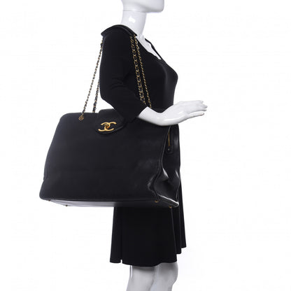 Chanel Calfskin Stitched XL Weekender Black 2 of 12