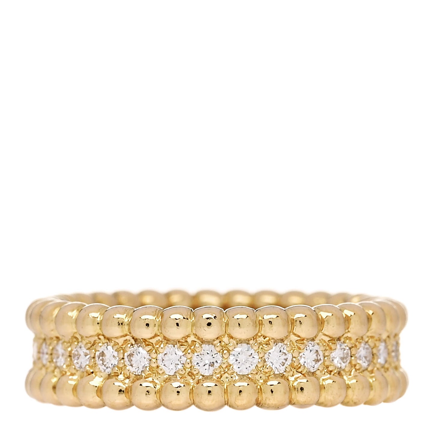 18K Yellow Gold Diamond Perlee 1 Row Ring 51 5.75