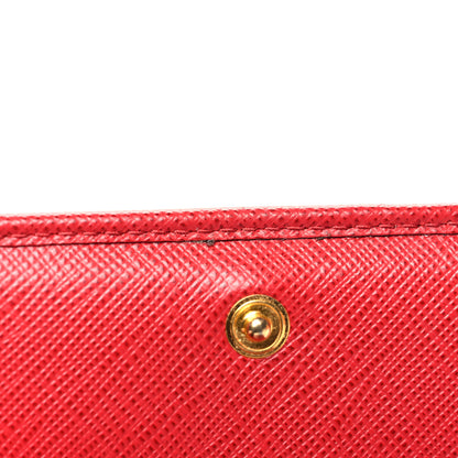 Prada Saffiano Metal Compact Snap Bi-Fold Wallet Fuoco 12 of 13