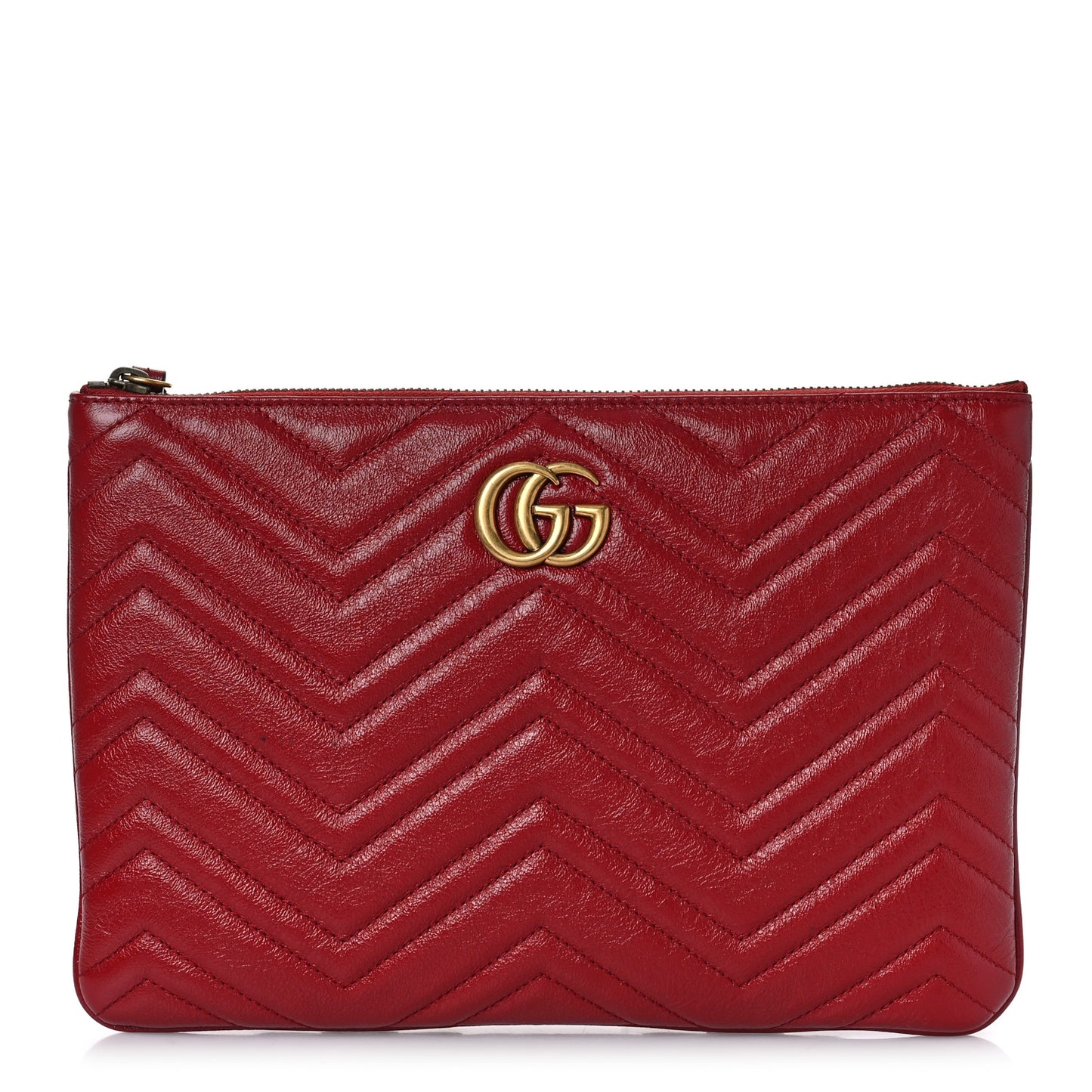 Azalea Calfskin Matelasse Heart GG Marmont Zip Pouch Romantic Cerise