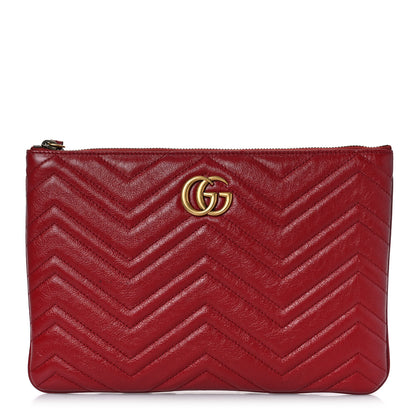 Gucci Azalea Calfskin Matelasse Heart GG Marmont Zip Pouch Romantic Cerise 1 of 12