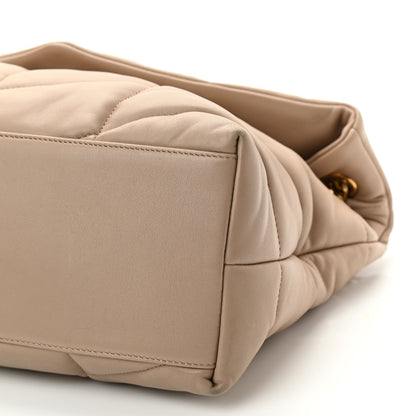 Saint Laurent Lambskin Quilted Medium Loulou Puffer Monogram Chain Satchel Dark Beige 11 of 16