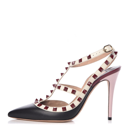Valentino Garavani Nappa Rockstud Ankle Strap Pumps 38 Griotte Light Ivory 1 of 8