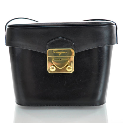 FASHIONPHILE SALVATOREFERRAGAMOVintageLeatherShoulderBagBlack 1 of 8
