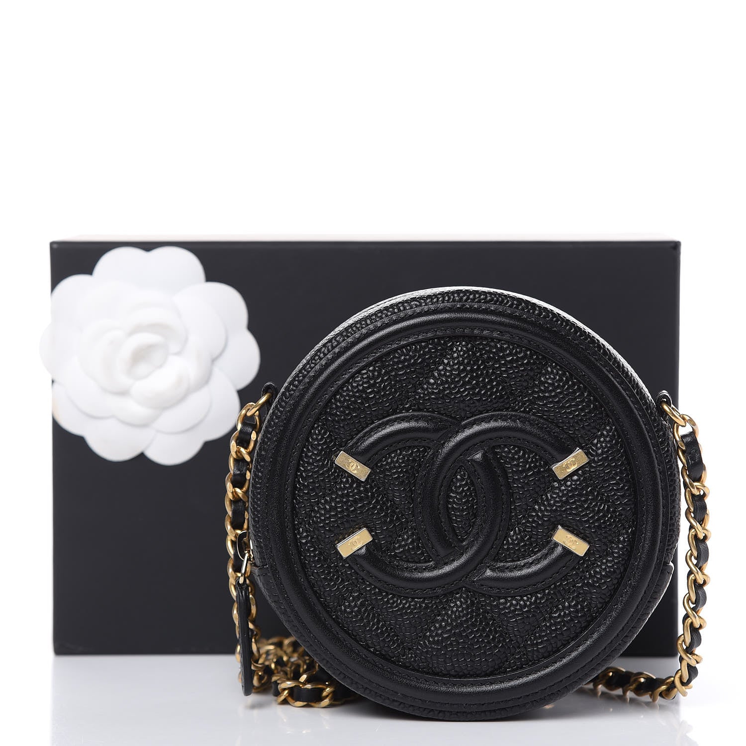 Chanel Caviar Quilted Round Filigree Crossbody Black 8 of 8