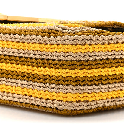 Fendi Canvas Ricamo Vitello Grace Snakeskin Embroidered Baguette Colubro Sand Pomelo 8 of 9