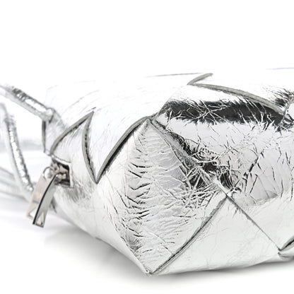 Bottega Veneta Metallic Crinkled Lambskin Maxi Intrecciato Small Cassette Camera Bag Silver 8 of 9