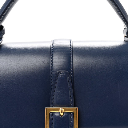 Saint Laurent Calfskin Le Fermoir Top Handle Bag Blue 7 of 9