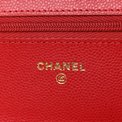 Chanel Caviar Quilted Wallet on Chain WOC Red 6 of 13