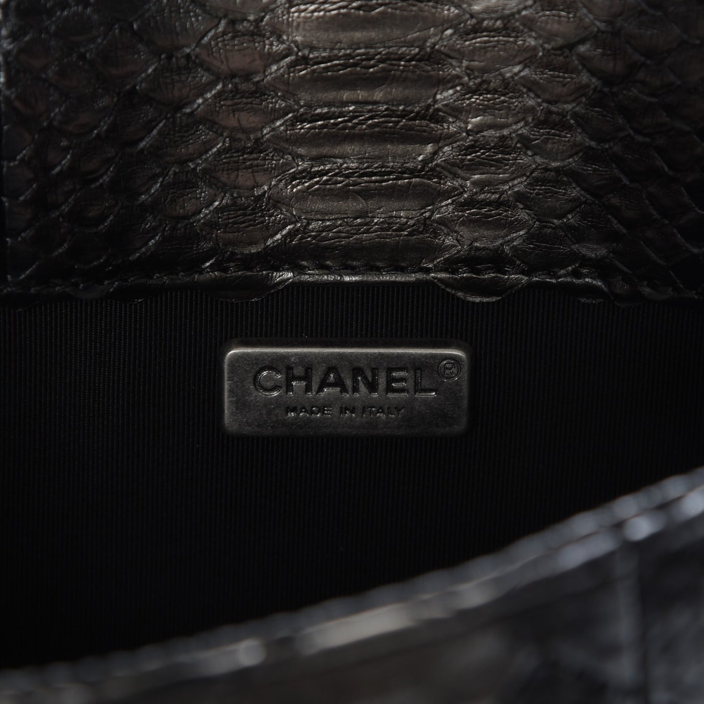 Lambskin Python Kisslock Tabatiere Clasp Flap Black