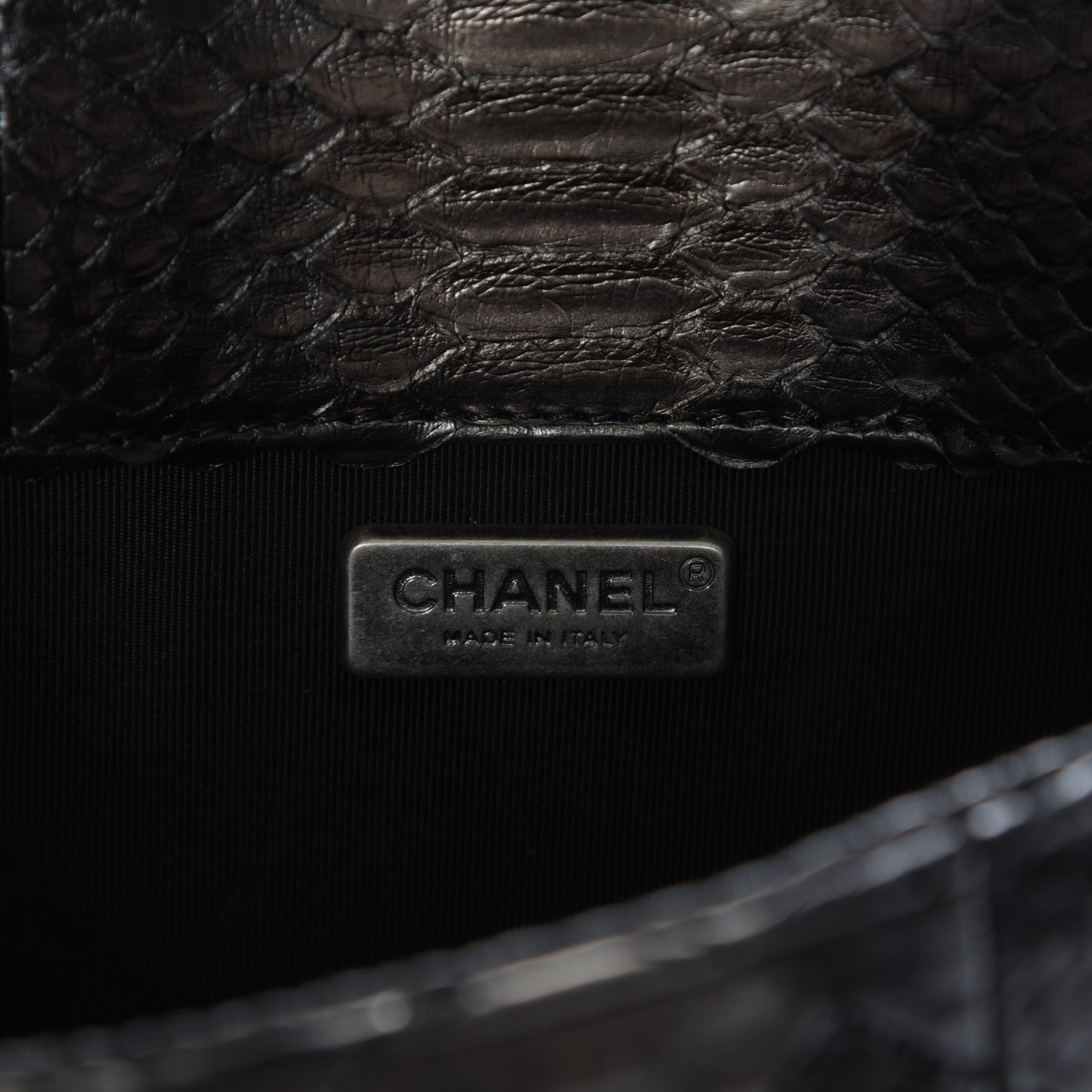 Chanel Lambskin Python Kisslock Tabatiere Clasp Flap Black 7 of 10