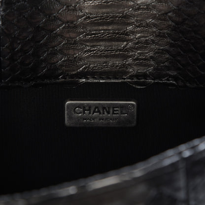 Chanel Lambskin Python Kisslock Tabatiere Clasp Flap Black 7 of 10