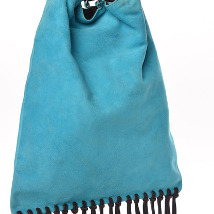 Valentino Garavani Suede Fringe Crystal Snake Ring Evening Bag Turquoise 10 of 11