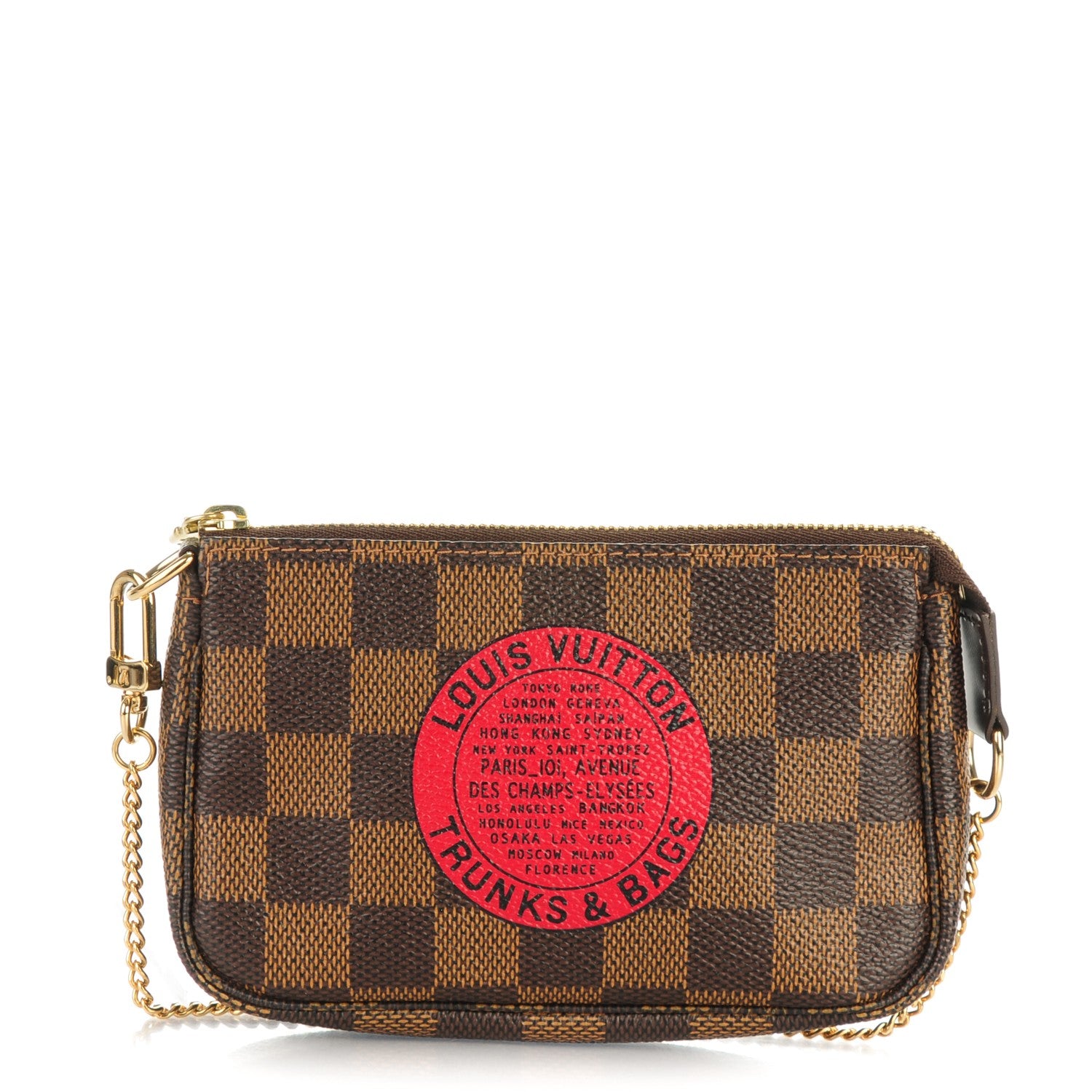 Louis Vuitton Damier Ebene Complice Trunks and Bags Mini Pochette Accessories Red 1 of 7