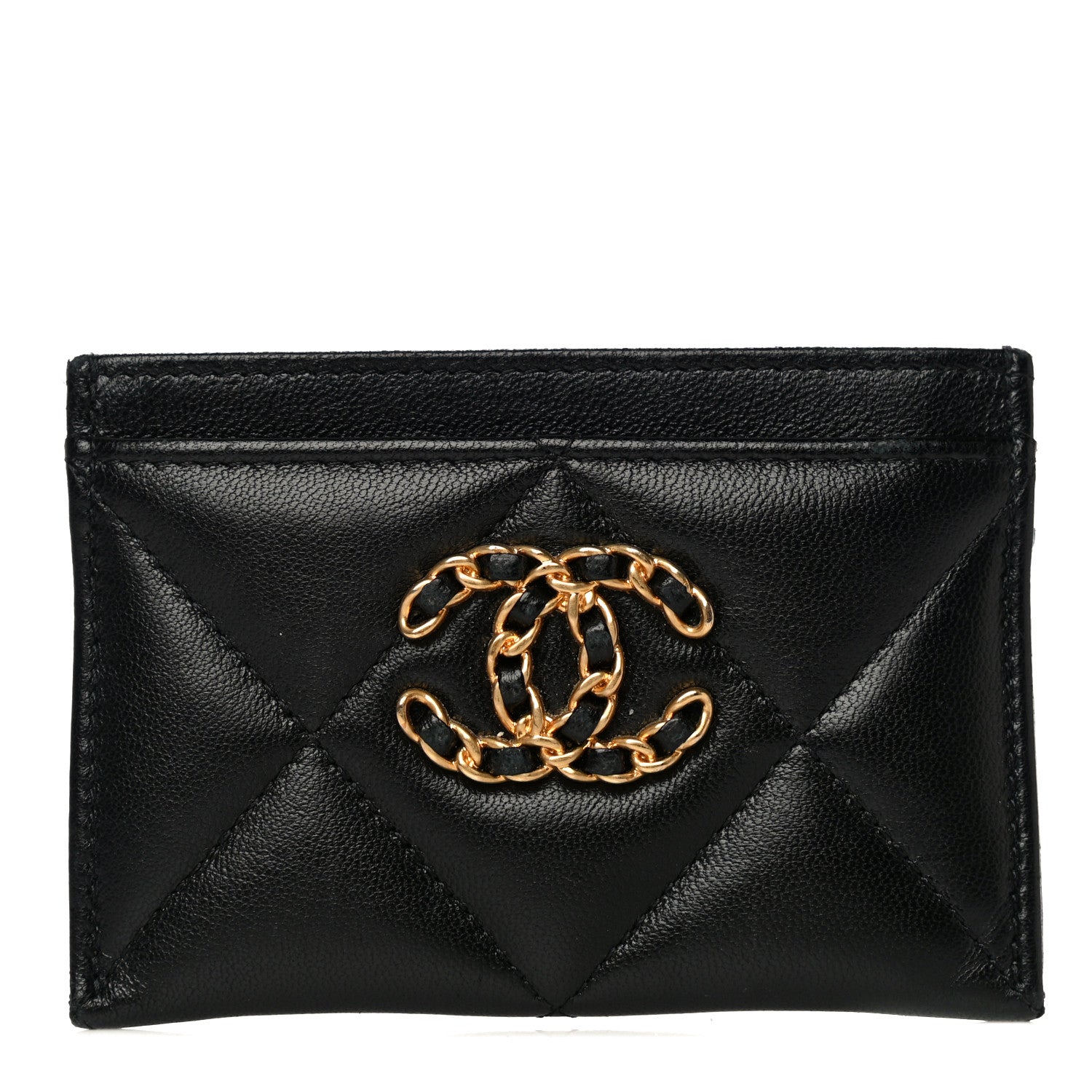 Chanel Lambskin Quilted Chanel 19 Card Holder Black 1 of 17