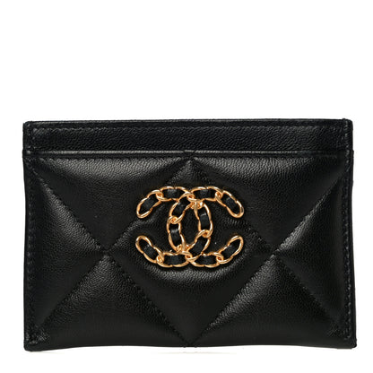 Chanel Lambskin Quilted Chanel 19 Card Holder Black 1 of 17