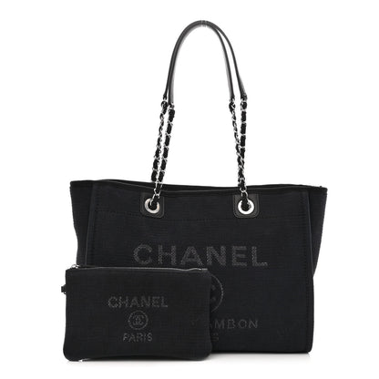 Chanel Canvas Small Deauville Tote Black 1 of 10