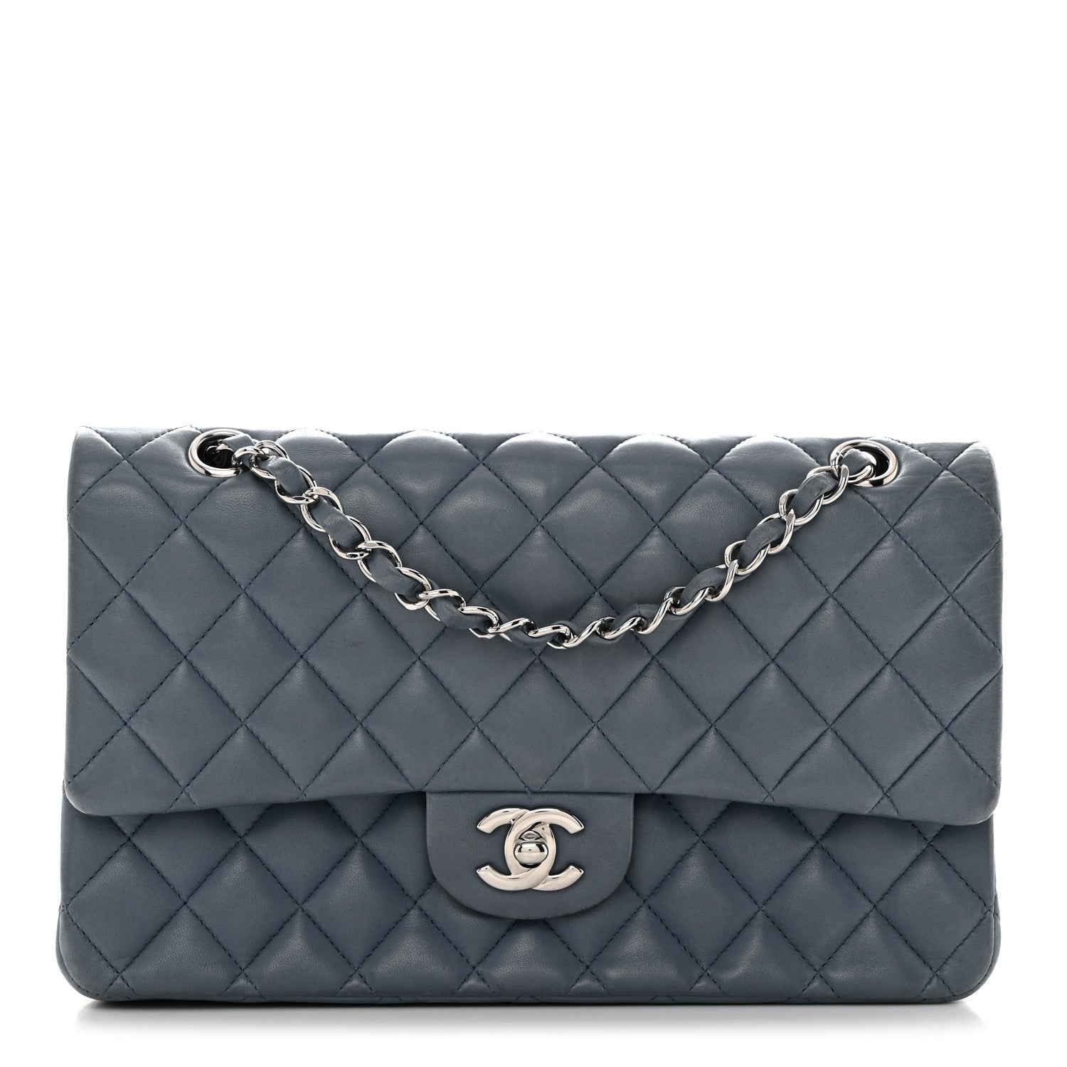 Chanel Lambskin Quilted Medium Double Flap Light Blue 1 of 10