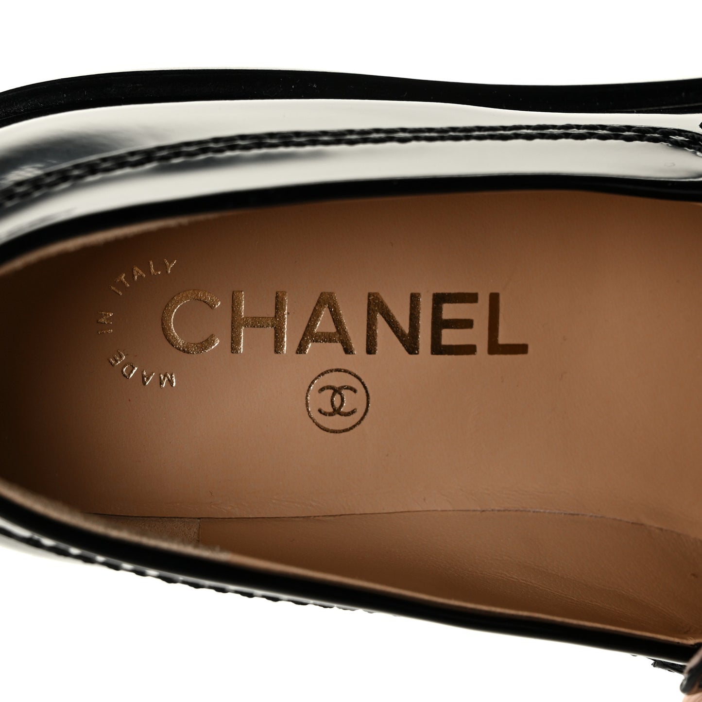 Shiny Calfskin Logo Loafers 37 Black