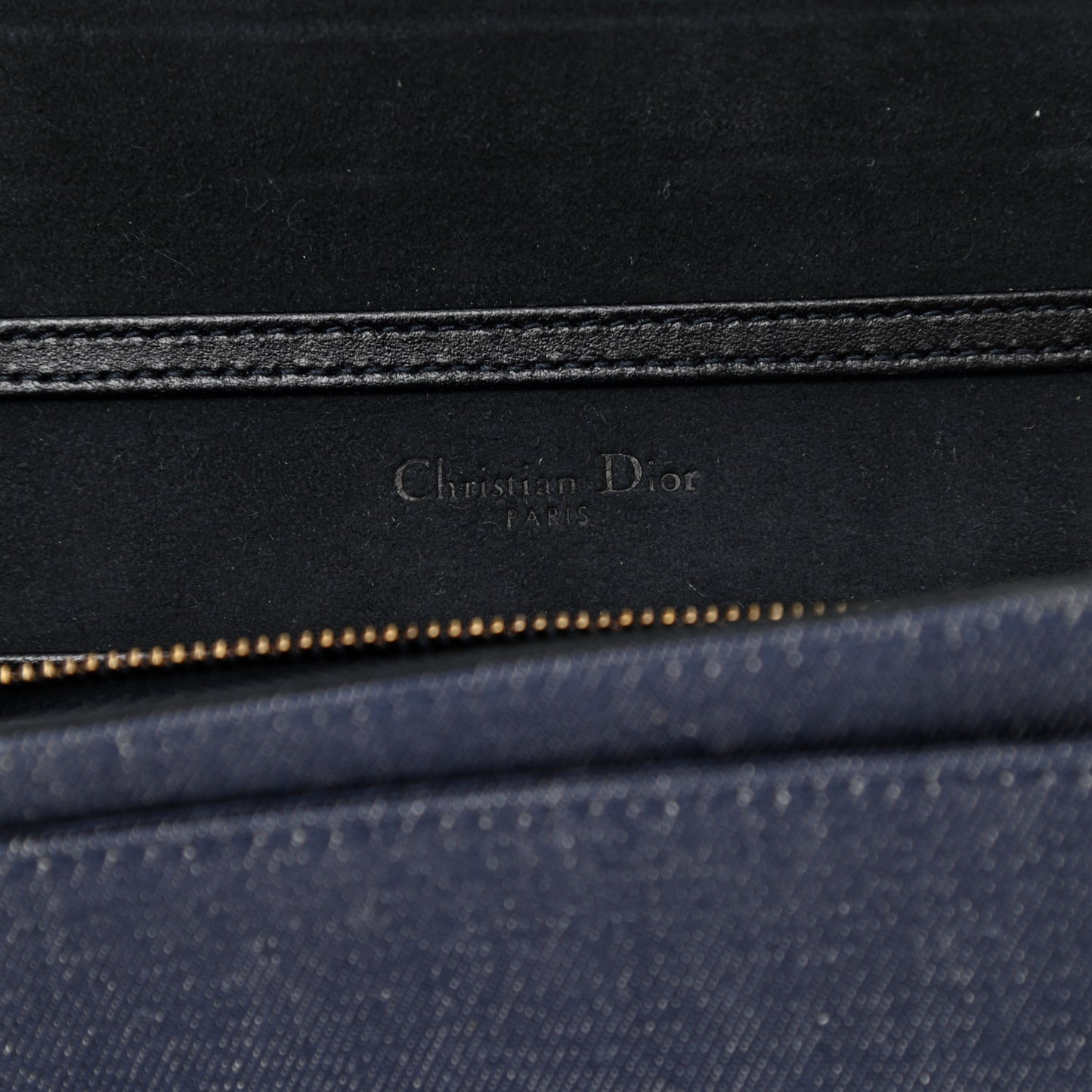 Denim Studded Diorama Wallet On Chain Blue