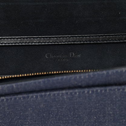 Christian Dior Denim Studded Diorama Wallet On Chain Blue 6 of 10