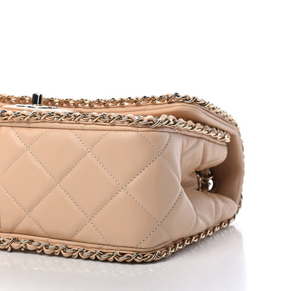 Chanel Crumpled Calfskin Medium Chain All Over Flap Beige 9 of 9