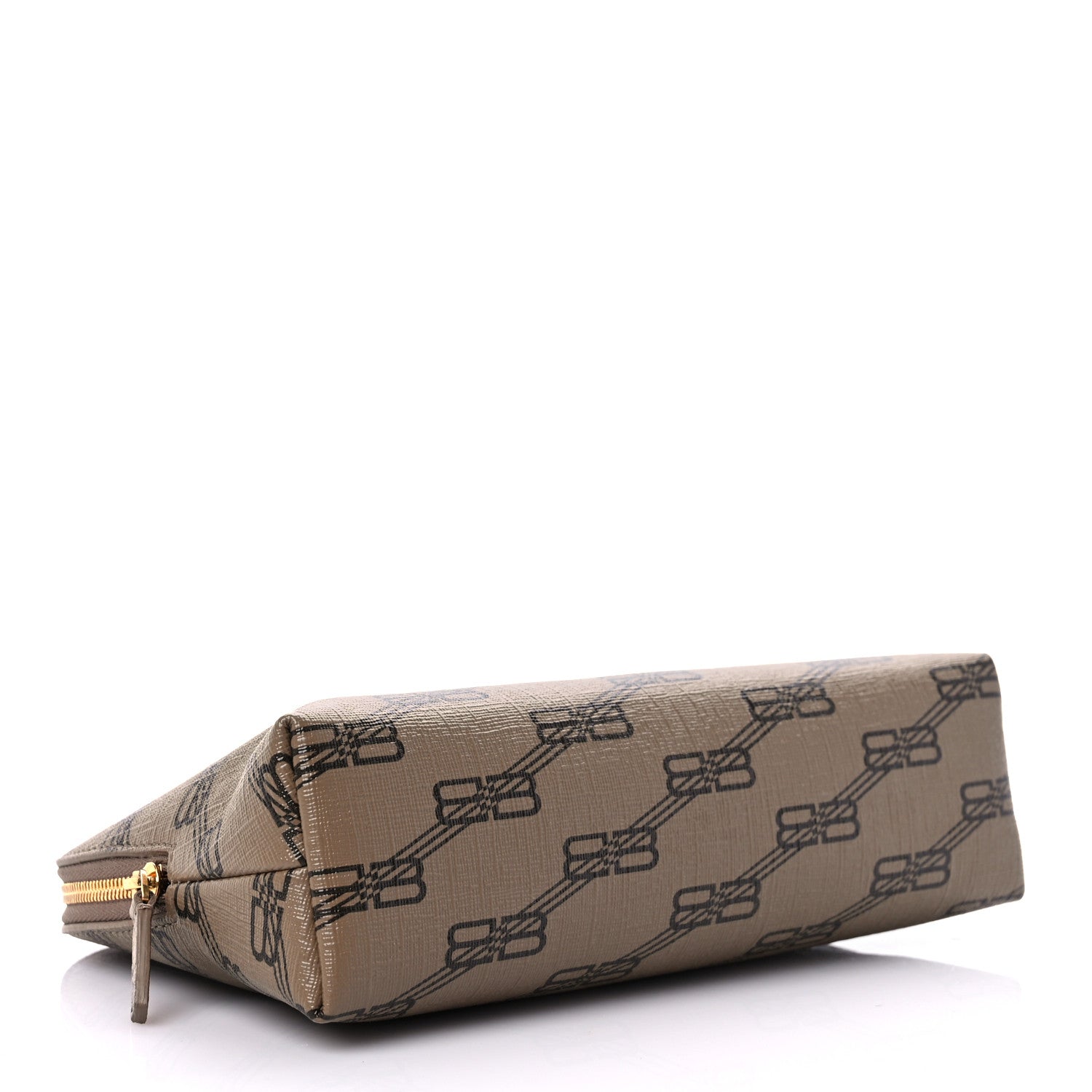 Balenciaga Coated Canvas BB Monogram Signature Toiletry Pouch Beige Brown 4 of 9