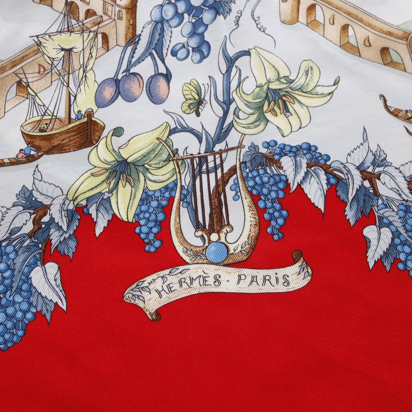 Silk Au Pays de Cocagne Scarf 90 Red