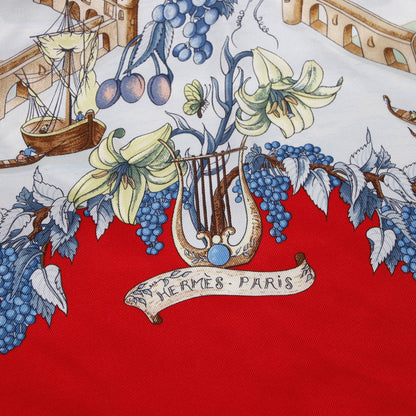 Hermes Silk Au Pays de Cocagne Scarf 90 Red 5 of 8
