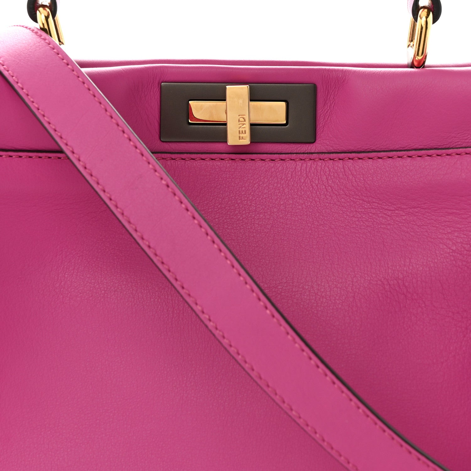 Fendi Vitello Seta Medium Peekaboo Iconic Satchel Magenta 9 of 11