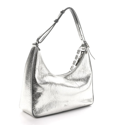 Givenchy Metallic Lambskin Small Moon Cut Out Shoulder Bag Silvery 3 of 11