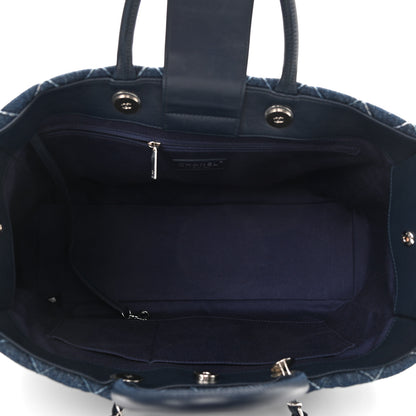 Chanel Denim Quilted Large Coco Handle Shopping Tote Blue 6 of 11