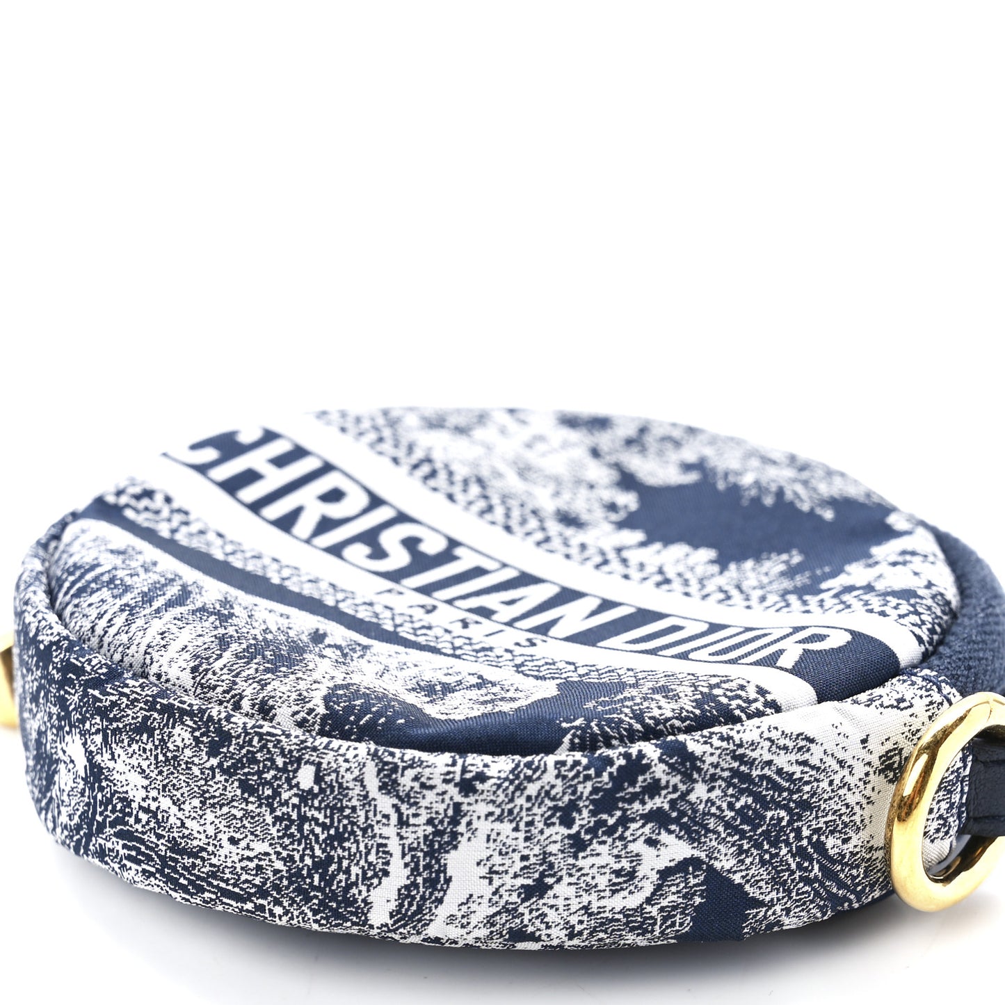 Technical Fabric Embroidered Toile De Jouy DiorTravel Round Coin Purse Blue