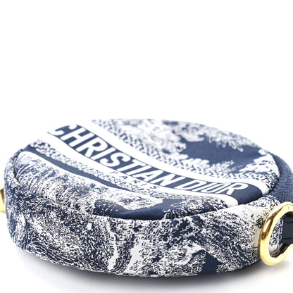 Christian Dior Technical Fabric Embroidered Toile De Jouy DiorTravel Round Coin Purse Blue 11 of 11