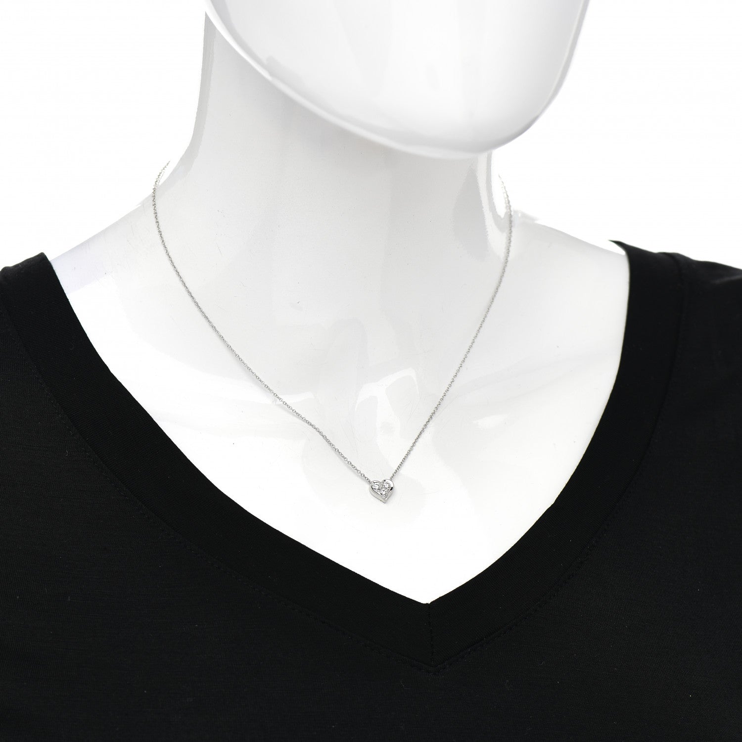 Tiffany Platinum Diamond Heart Pendant Necklace 2 of 4