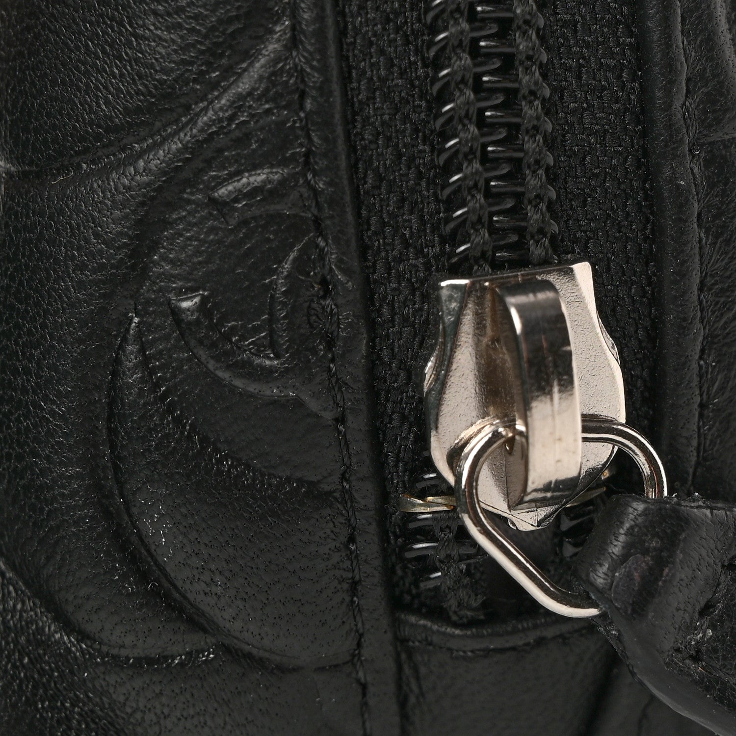 Chanel Lambskin Camellia Embossed Cosmetic Case Black 10 of 12