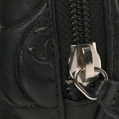 Chanel Lambskin Camellia Embossed Cosmetic Case Black 10 of 12