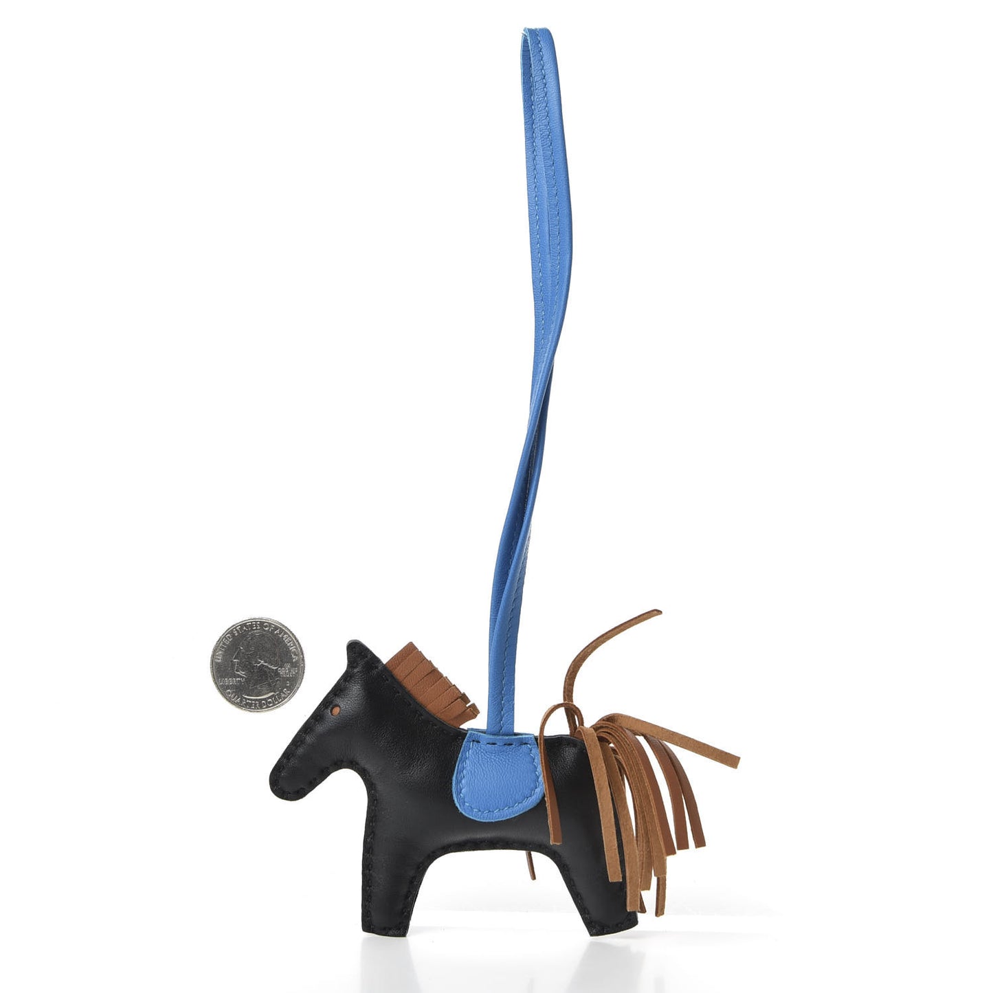 Milo Lambskin Grigri Rodeo Horse Bag Charm PM Black Gold Bleu Zanzibar