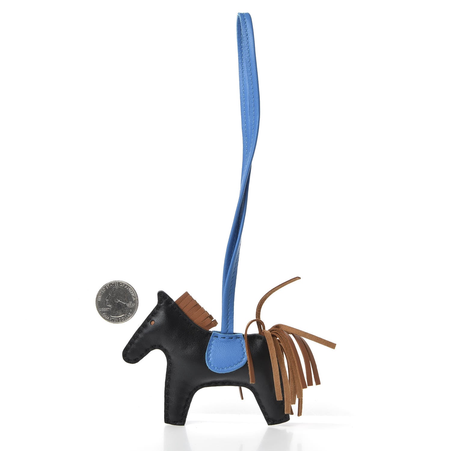 Hermes Milo Lambskin Grigri Rodeo Horse Bag Charm PM Black Gold Bleu Zanzibar 2 of 5