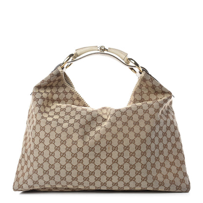 Gucci Monogram Large Horsebit Chain Hobo Off White 1 of 10
