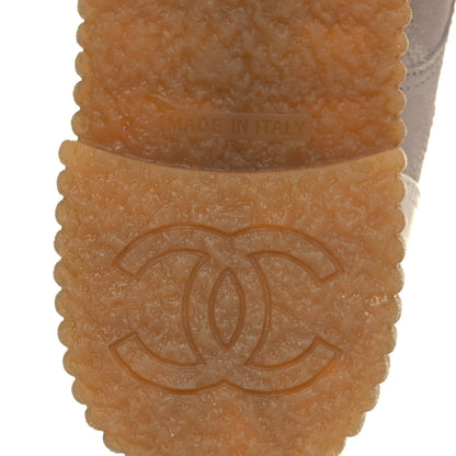 Chanel Suede Calfskin Velvet Quilted CC Combat Boots 36 Grey 6 of 8