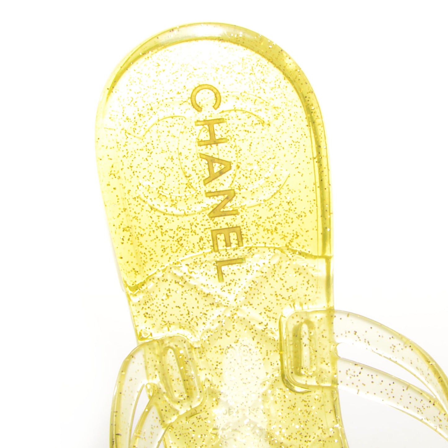 Jelly Camellia Glitter Thong Sandals 38 Yellow