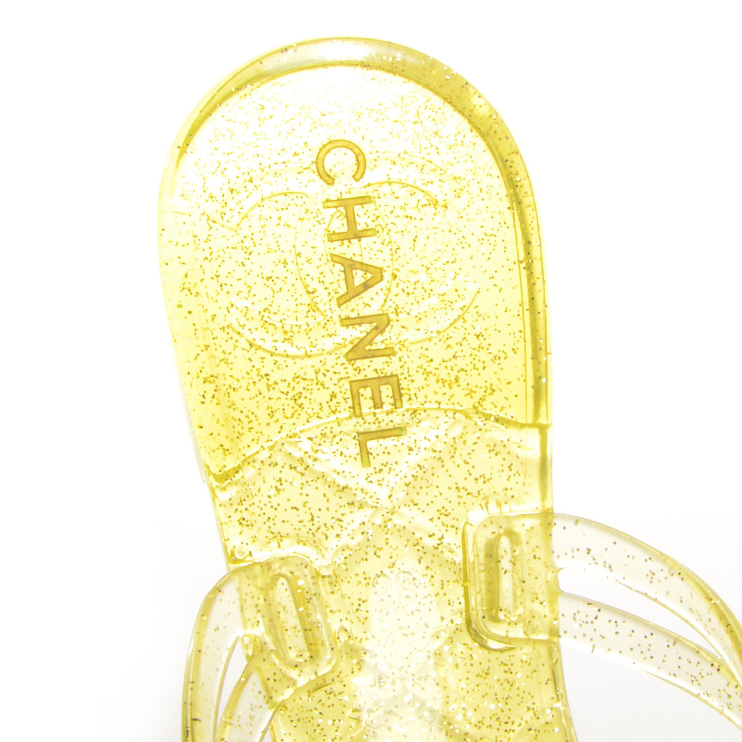 Chanel Jelly Camellia Glitter Thong Sandals 38 Yellow 6 of 6