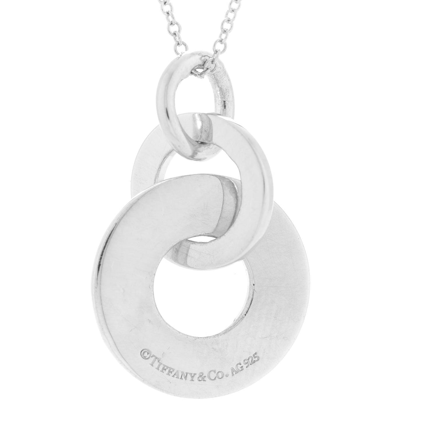 Sterling Silver 1837 Double Interlocking Drop Pendant Necklace