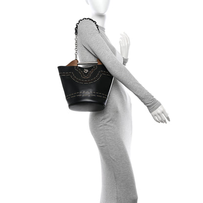 Balenciaga Calfskin Pickstitch Mini Top Handle Bucket Bag Black 2 of 15