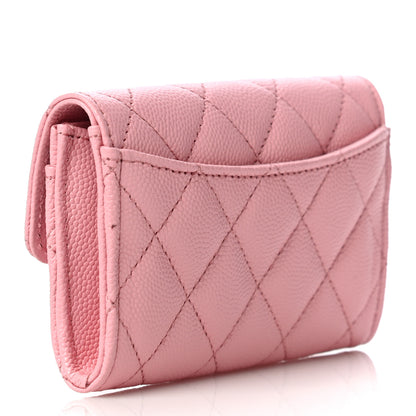 Chanel Caviar Quilted Flap Card Holder Wallet Light Pink 3 of 14