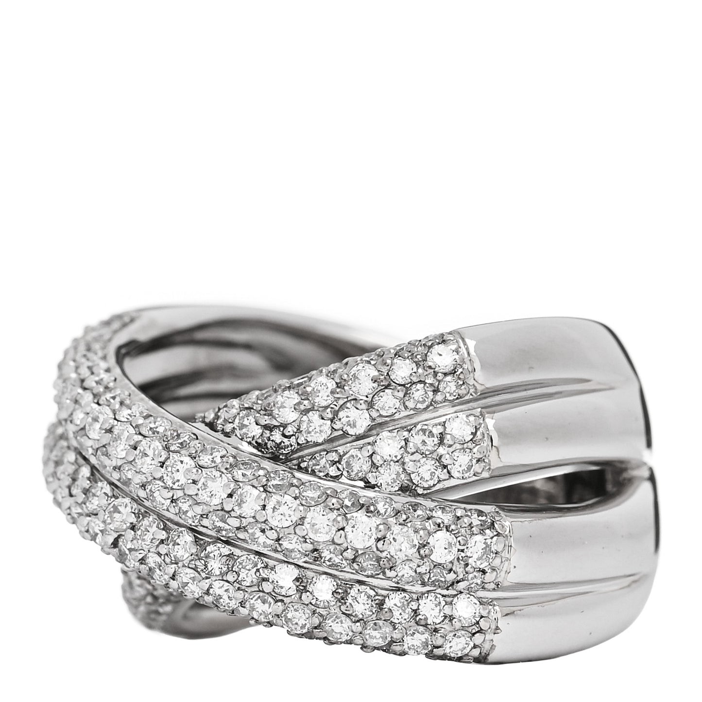 18K White Gold Diamond 1.75ctw Crossover Band Ring 58 8.25